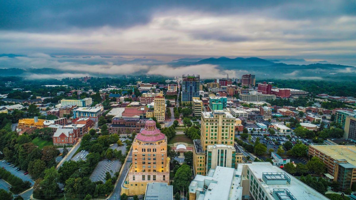 shot of downtown Asheville NC